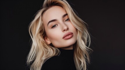 Naklejka premium Beautiful amazing blonde woman close-up studio background. Copy Space.