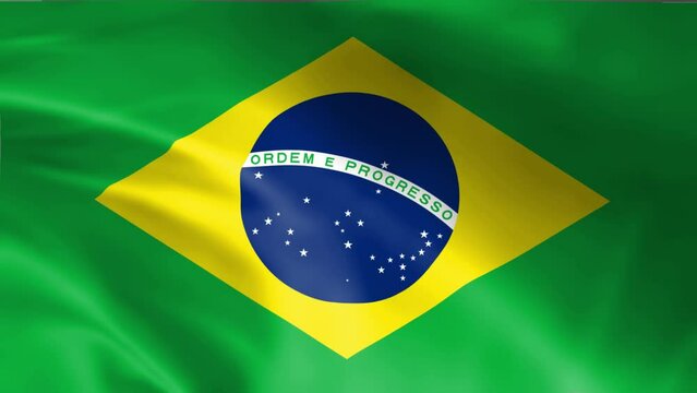 3D illustration of the national flag of Brazil waving, seamless animated background