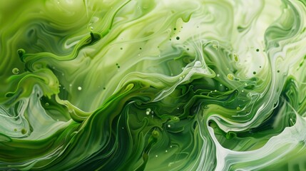 Vibrant Green Abstract Swirling Art