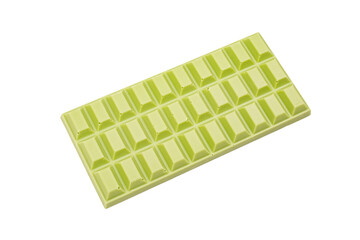 Organic Artisan Sugar-free Chocolate with Matcha Tea on a white background isolated 