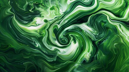 Vibrant Green Abstract Swirling Art
