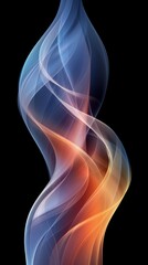 A long, curvy, blue and orange flame