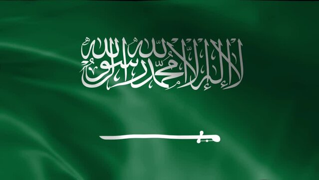 3D illustration of the national flag of Saudi Arabia (al-Alam) waving, seamless animated background