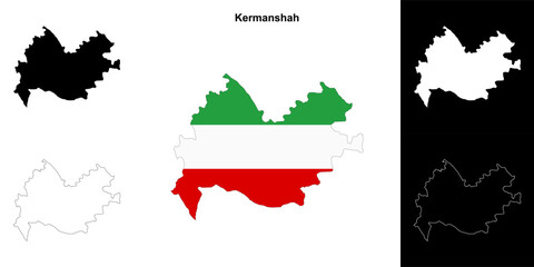 Kermanshah province outline map set