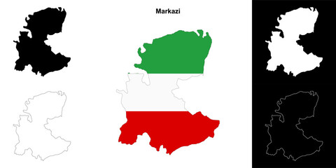 Markazi province outline map set