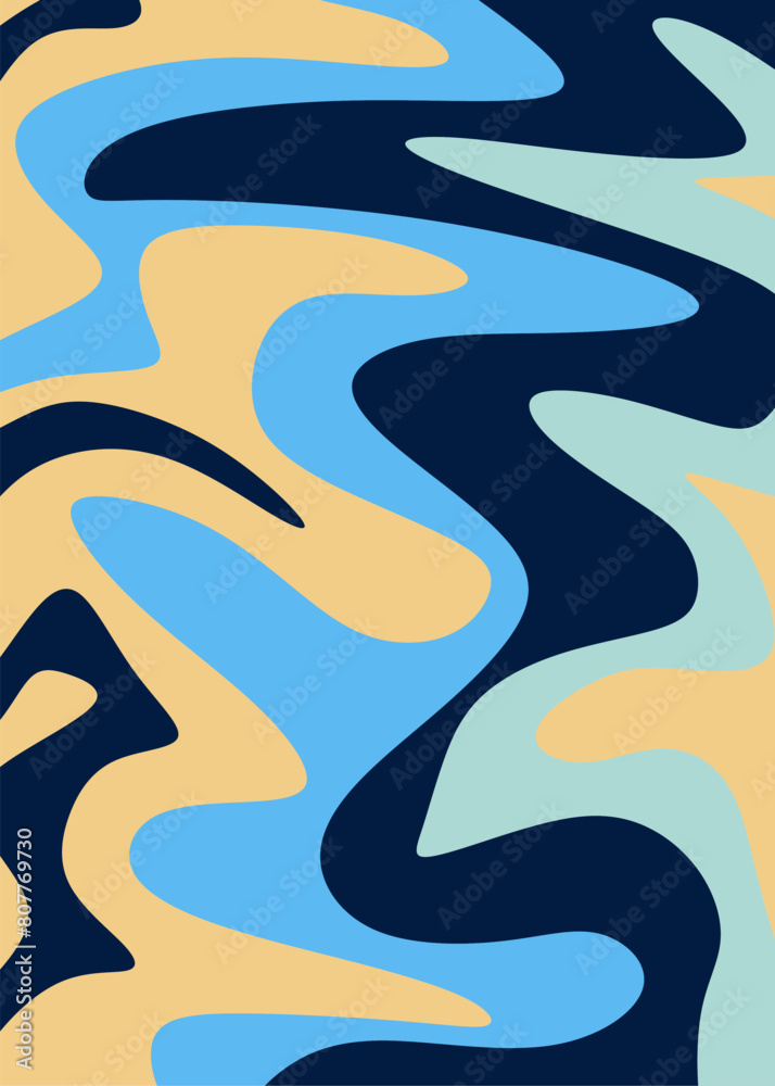 Poster abstract background with colorful gradient wavy curly lines pattern