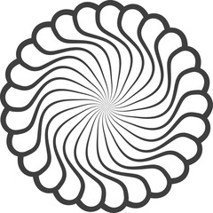 Spiral and swirl motion twisting circles design element set.