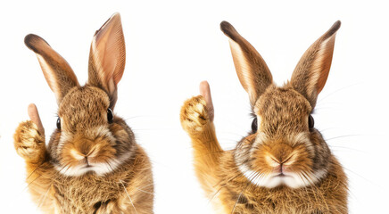 Fototapeta premium set of four brown rabbits isolated on white background