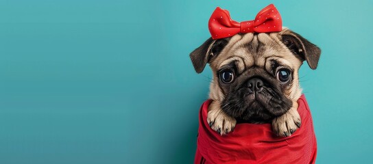 studio photo pug dog funny