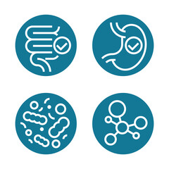 Probiotics icons set for labeling, in bold line