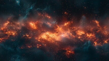 A space scene with a lot of fire and stars
