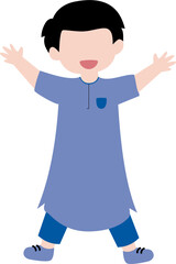 Happy little boy expression gesture