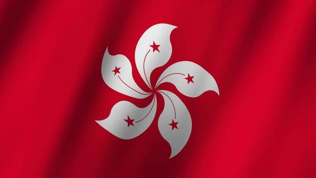 Flag of Hong Kong waving in the wind