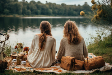 AI generated image of a summer picnic weekend vacation outdoors