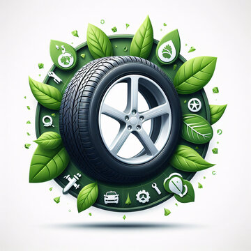 wheel with green leaves