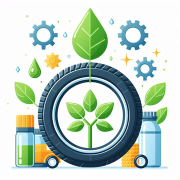 eco friendly tire and car concept illustration