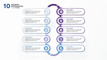 Blue tone circle infographic with 10 steps, process or options.