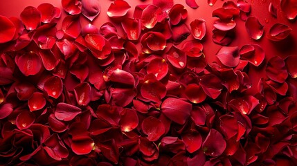  red rose petals on red wall, background