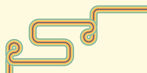 retro vintage 70s style stripes background poster lines. shapes vector design graphics retro background 1970s. Abstract stylish 70s era line frame illustration