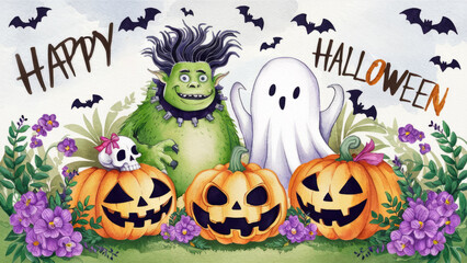 Funny children's drawing for Halloween