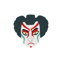 Vector Kabuki mask on a demon theme, on an isolated background.