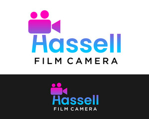 Letter H wordmark camera film logo design.