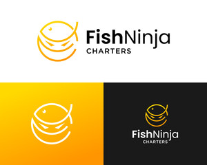 Fish and ninja sport fishing logo design.