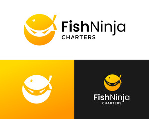 Fish and ninja sport fishing logo design.