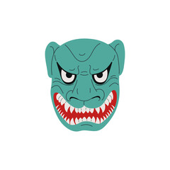 Asian mask of an evil Kabuki creature. Isolated vector illustration.