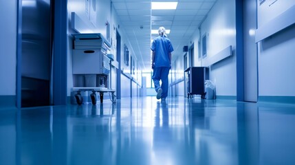 Healthcare Compliance Officer Inspecting a Hospital Hallway, Focus on Safety and Standards