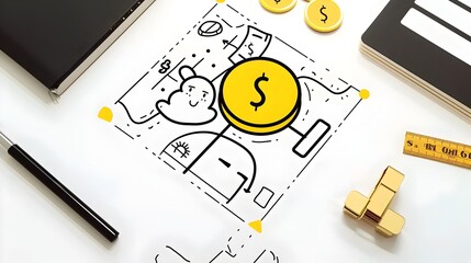 Financial Planning Roadmap with Dollar Sign Representing Growth and Wealth Management Strategies