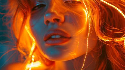 Beautiful girl in bright stylish clothes. Glamorous female model with artistic makeup.