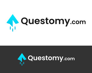 Rocket speed flying up the sky with blue logo design.