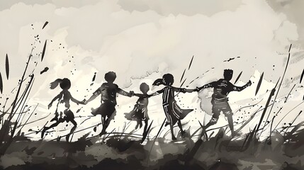 Joyful Silhouettes Celebrating Friendship Amidst Nature s Backdrop