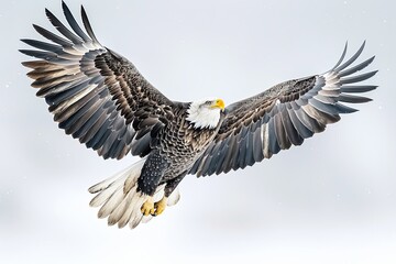 Fototapeta premium Majestic Eagle Soaring: Black and White Clipart Portrait in Flight