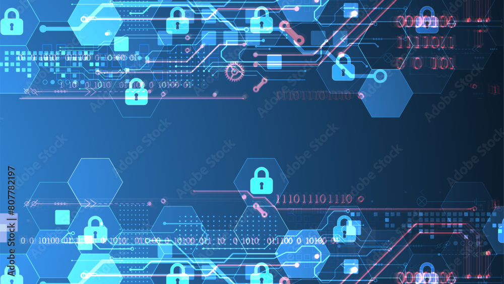 Aufkleber secure digital background. virtual confidential, programming protection. hand drawn vector.