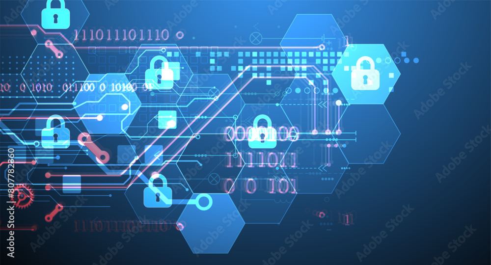 Aufkleber secure digital background. virtual confidential, programming protection. hand drawn vector.