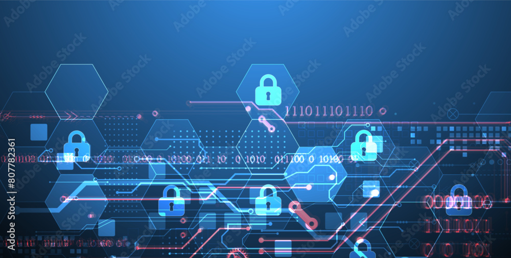 Aufkleber Secure digital background. Virtual confidential, programming protection. Hand drawn vector.
