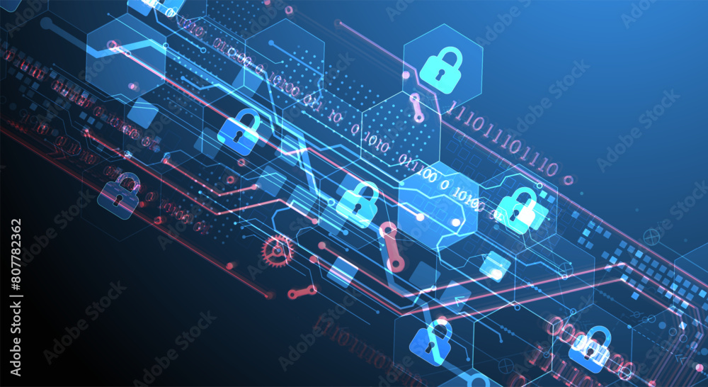 Aufkleber secure digital background. virtual confidential, programming protection. hand drawn vector.