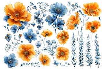 Blooming Botanical Delights: Nature-Inspired Clip Art Set