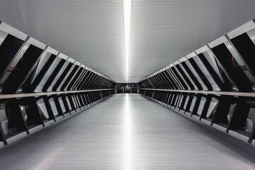 Interior of Crossrail Place footbridge (Adams Plaza Bridge) in Canary Wharf, London, England