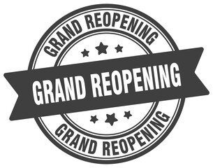 Obraz premium grand reopening stamp. grand reopening label on transparent background. round sign