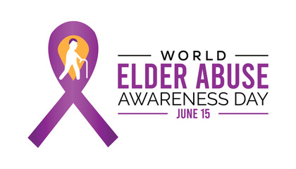 World Elder Abuse Awareness Day observed every year in June. Template for background, banner, card, poster with text inscription.