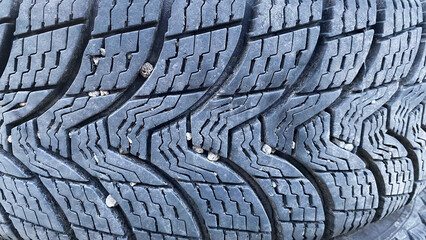 Close-up shot of a tire. Car tire