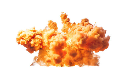 Explosion with fire smoke and dust isolated on transparent background.


