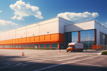 Obraz premium Modern logistics warehouse building structure.