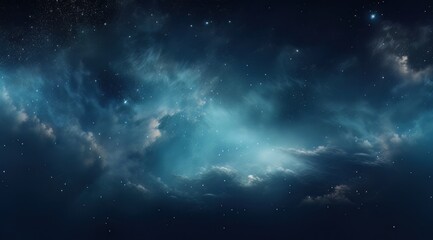 Fototapeta premium a dark blue night sky , universe with stars nebula background