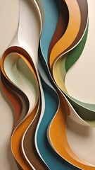 Abstract Swirls in Orange and Blue with 3D Shapes and Curves in a Dynamic Flow