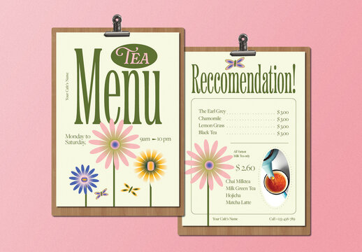 Cream Organic Modern Multiple Food Menu