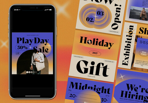 Purple Modern Gradient Abstract Fashion Sale Instagram Set